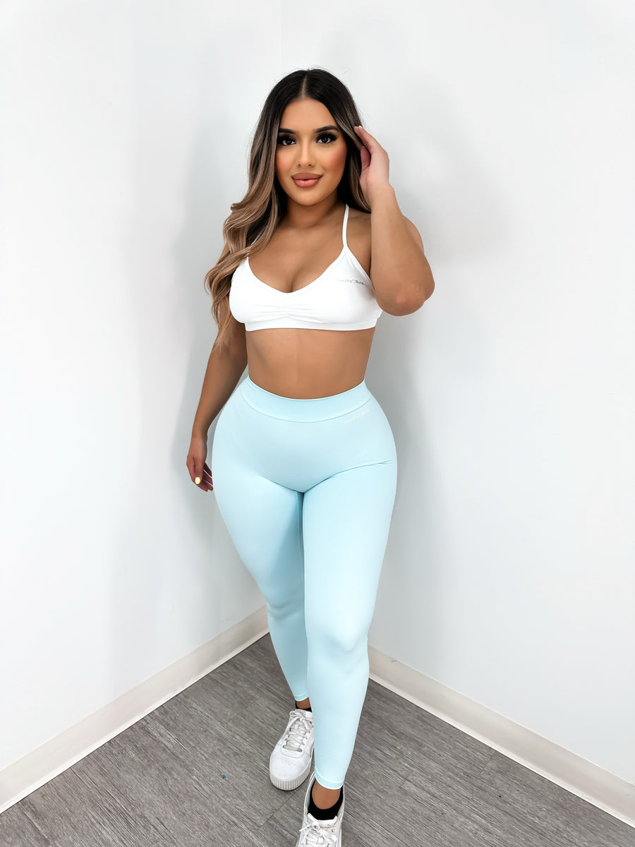 V Back Scrunch Leggings (White)